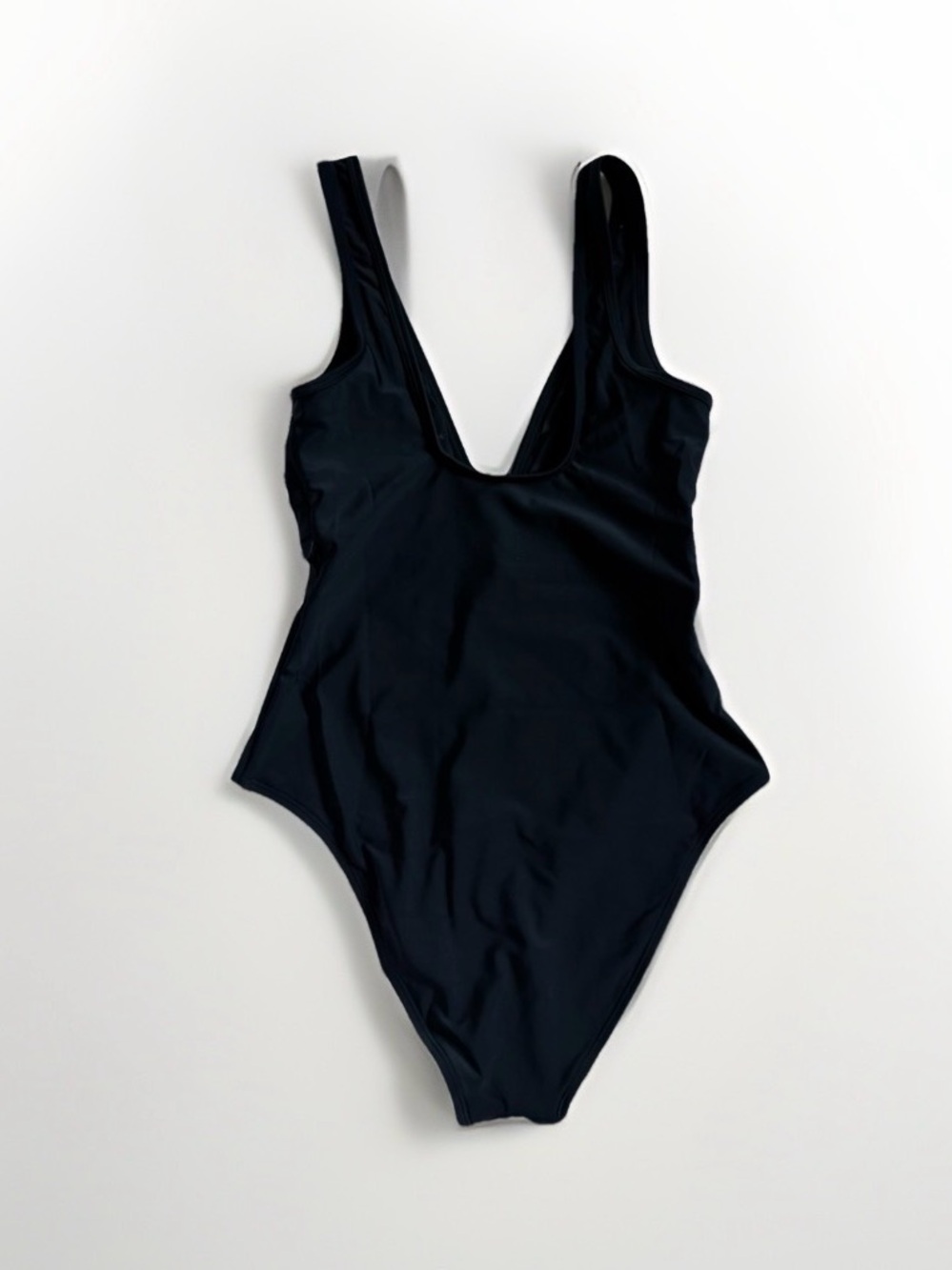 Black Scalloped Mesh Plunge V-Neck One Piece Swimsuit NWT CupShe XS Classic Chic - Picture 4 of 9